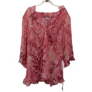 Whimsical 100% Silk Fairy Top 3X Floral Spring Ruffle Easter